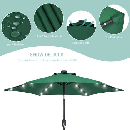 Bonosuki 7.5Ft LED Patio Market Umbrella Outdoor Table Umbrella