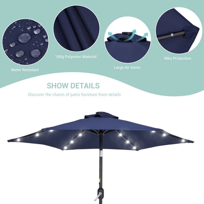 Bonosuki 7.5Ft LED Patio Market Umbrella Outdoor Table Umbrella