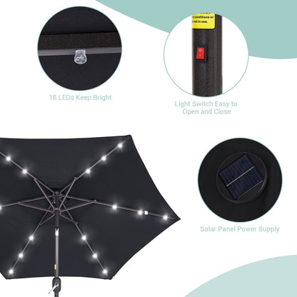 Bonosuki 7.5Ft LED Patio Market Umbrella Outdoor Table Umbrella