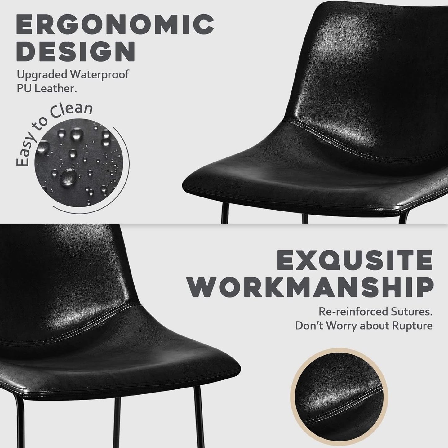 Bossin 18/26/30 inch Bar Stools,Counter Height Bar Stools with Back Modern PU Leather Stools Dining Chair with Footrest