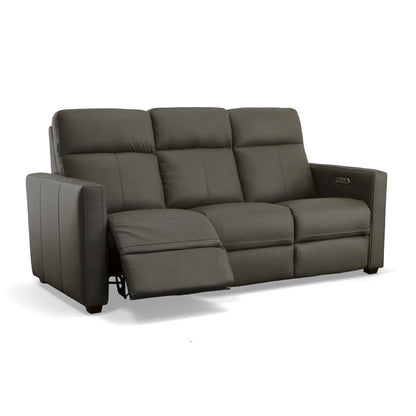 Canapé inclinable électrique Broadway en cuir avec appuie-têtes électriques par Flexsteel