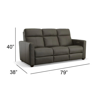 Canapé inclinable électrique Broadway en cuir avec appuie-têtes électriques par Flexsteel