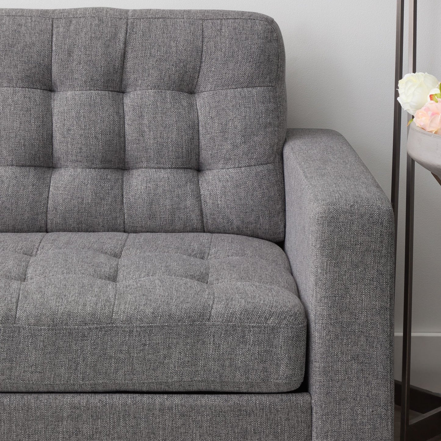Canapé Brookside Brynn 76 po à accoudoirs carrés en similicuir/velours/tissu