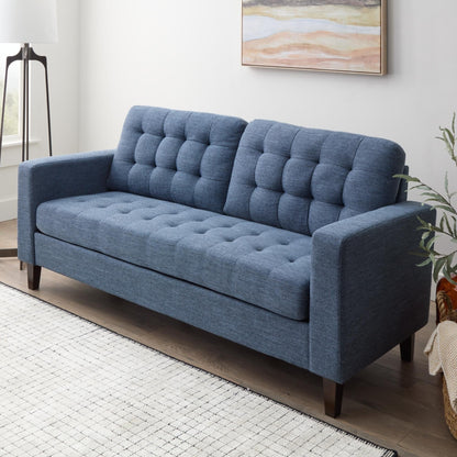 Canapé Brookside Brynn 76 po à accoudoirs carrés en similicuir/velours/tissu