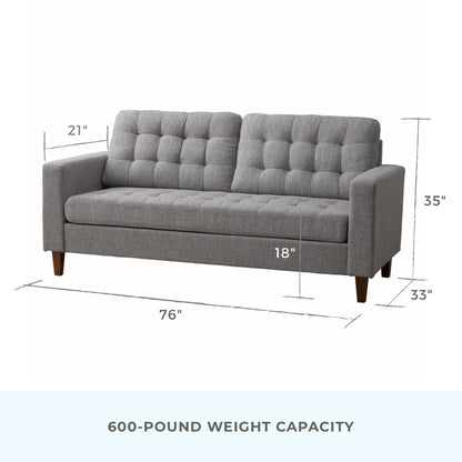 Canapé Brookside Brynn 76 po à accoudoirs carrés en similicuir/velours/tissu