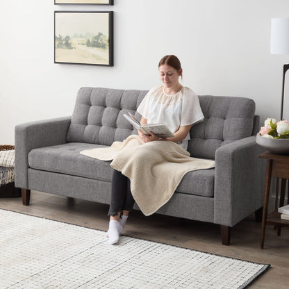 Canapé Brookside Brynn 76 po à accoudoirs carrés en similicuir/velours/tissu