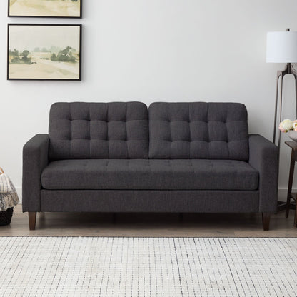 Canapé Brookside Brynn 76 po à accoudoirs carrés en similicuir/velours/tissu