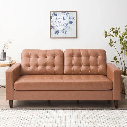 Canapé Brookside Brynn 76 po à accoudoirs carrés en similicuir/velours/tissu