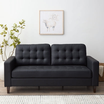 Canapé Brookside Brynn 76 po à accoudoirs carrés en similicuir/velours/tissu