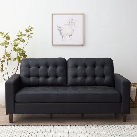 Canapé Brookside Brynn 76 po à accoudoirs carrés en similicuir/velours/tissu