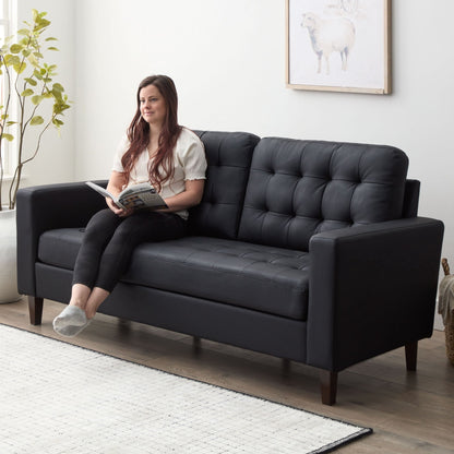 Canapé Brookside Brynn 76 po à accoudoirs carrés en similicuir/velours/tissu