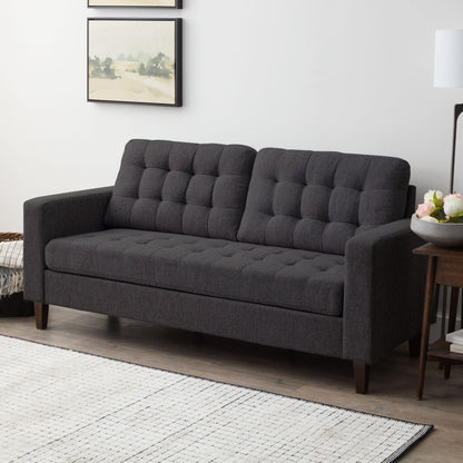 Canapé Brookside Brynn 76 po à accoudoirs carrés en similicuir/velours/tissu