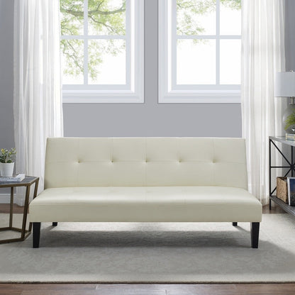 Collection ultime de canapés futons : canapé futon avec accoudoirs et porte-gobelets, canapé capitonné à boutons avec pieds en bois