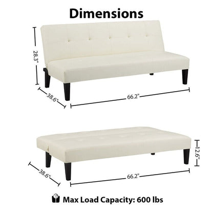 Collection ultime de canapés futons : canapé futon avec accoudoirs et porte-gobelets, canapé capitonné à boutons avec pieds en bois