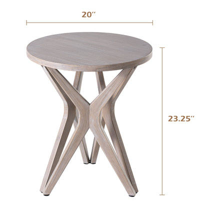 COZAYH Pedestal Farmhouse End Table, Distressed Top with Base for Modern Farmhouse, Boho Decor, Round