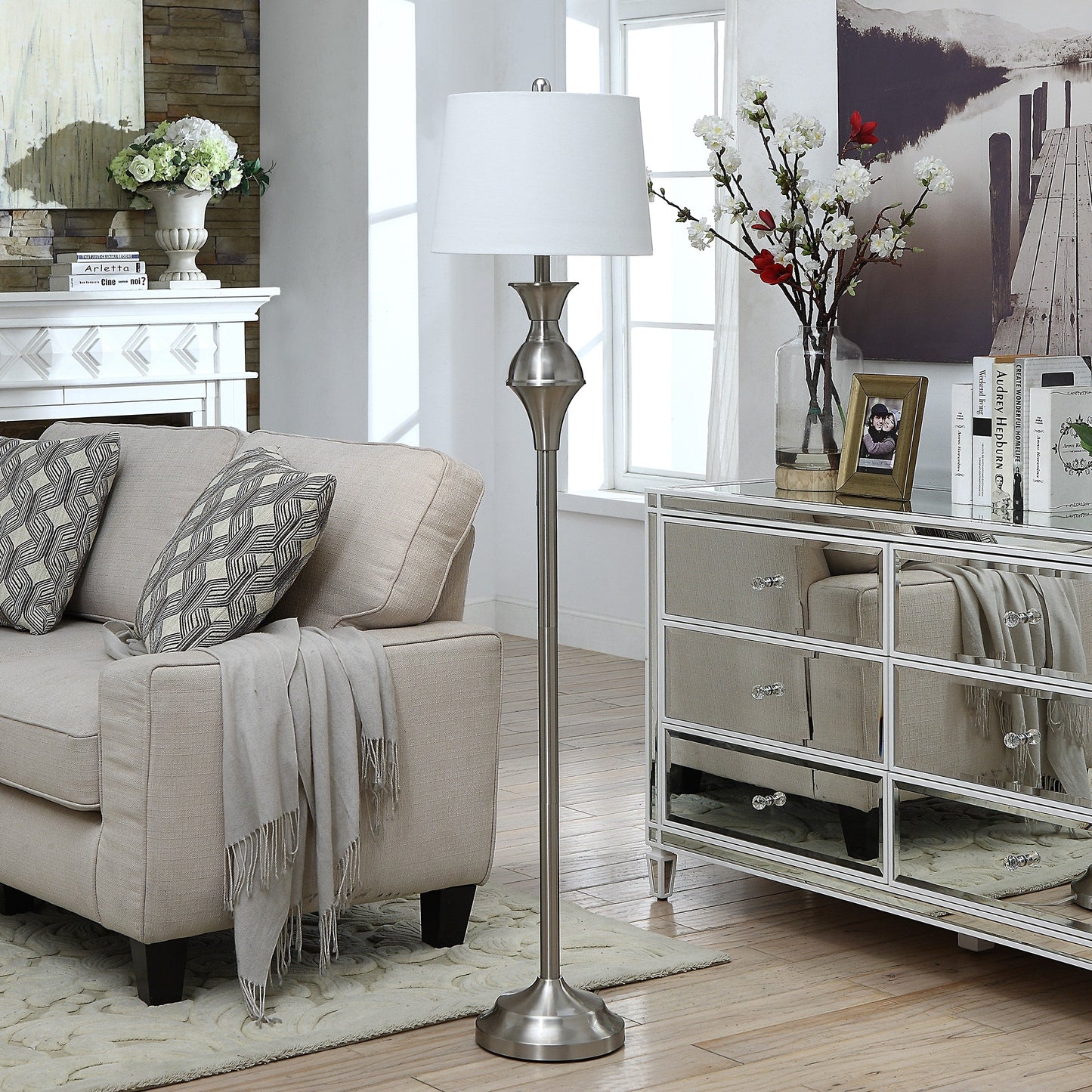 Crestview Collection Murray 60 Silver Metal Floor Lamp - 14x14x60.5