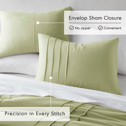 Chelsea Square Evans Pinch Pleated Soft Washed Boho Comforter Set