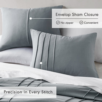 Chelsea Square Evans Pinch Pleated Soft Washed Boho Comforter Set