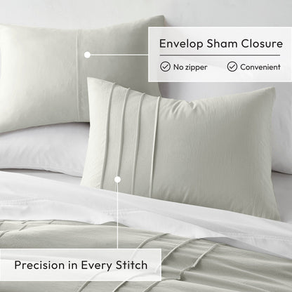 Chelsea Square Evans Pinch Pleated Soft Washed Boho Comforter Set
