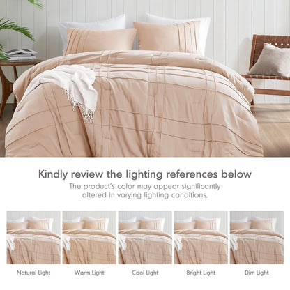 Chelsea Square Evans Pinch Pleated Soft Washed Boho Comforter Set