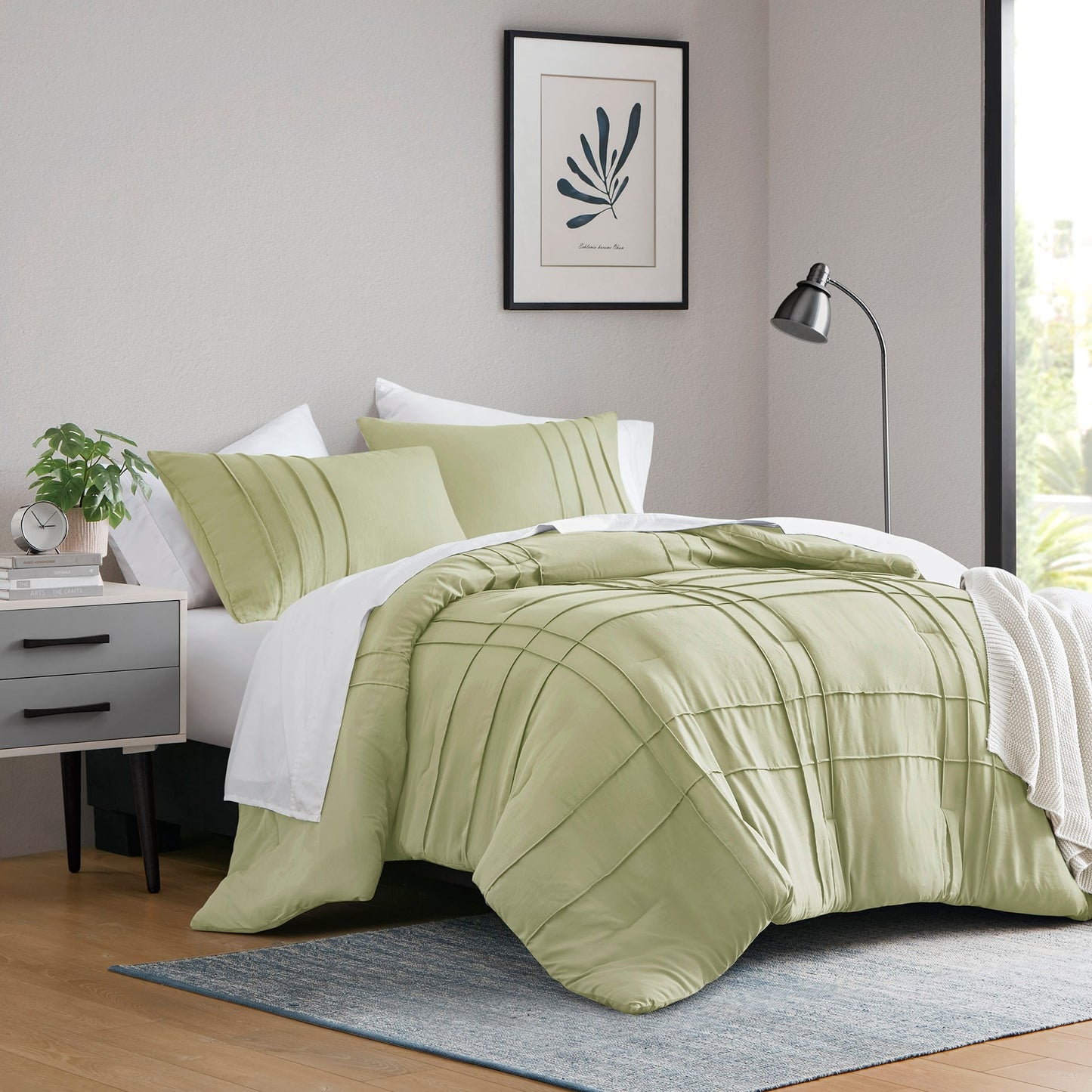 Chelsea Square Evans Pinch Pleated Soft Washed Boho Comforter Set