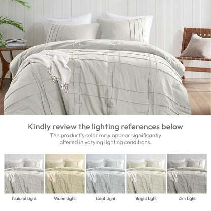 Chelsea Square Evans Pinch Pleated Soft Washed Boho Comforter Set