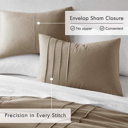 Chelsea Square Evans Pinch Pleated Soft Washed Boho Comforter Set