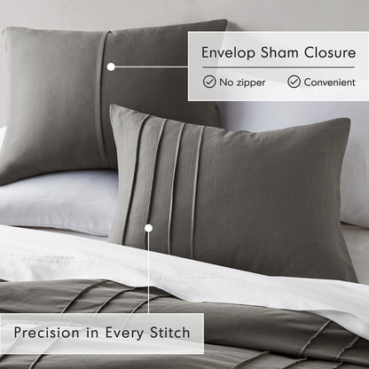 Chelsea Square Evans Pinch Pleated Soft Washed Boho Comforter Set