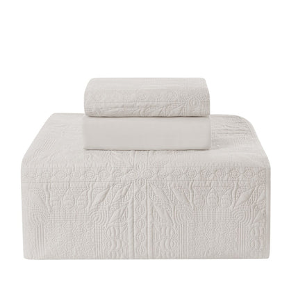 Clara Clark Grid Weave Toddler Bedding Set, 3PC Bedspread Set - All Season Quilted Comforter, Fitted Sheet, and Pillow Sham