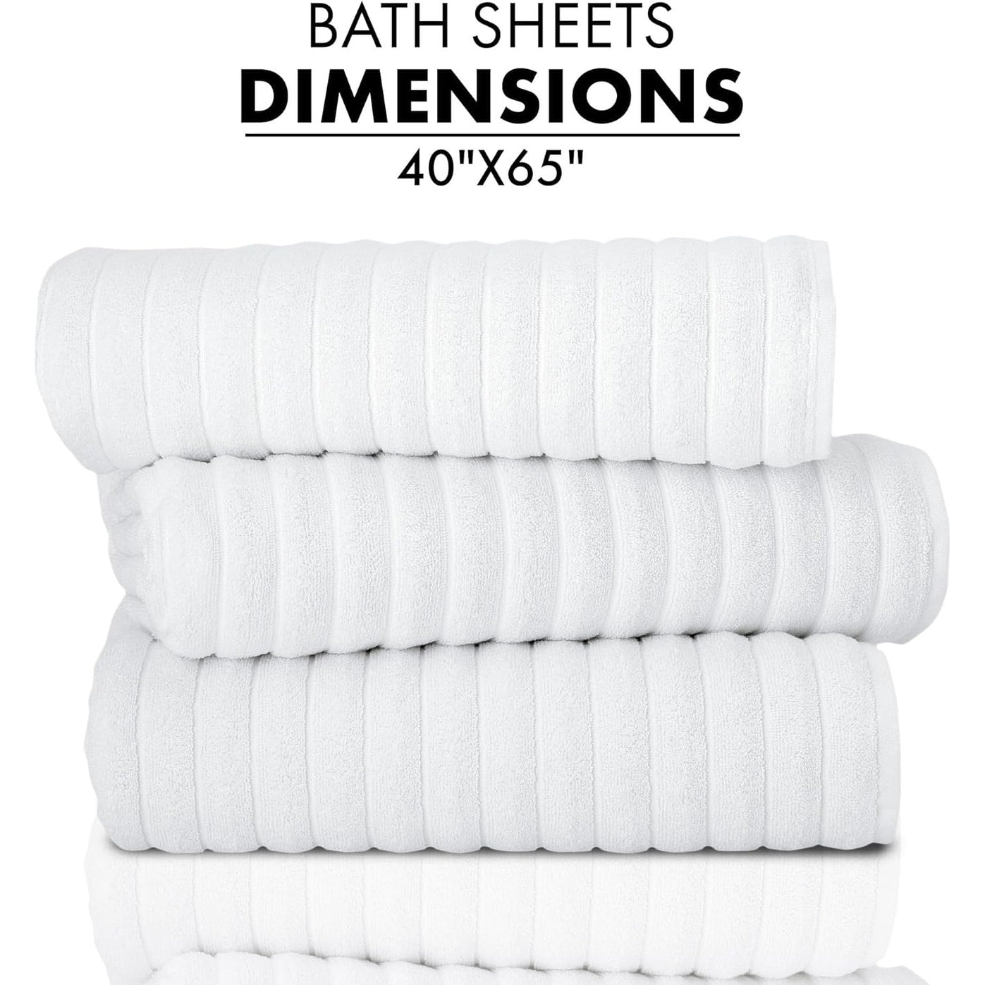 Classic Turkish Towels Cotton Bath Sheets Set & Oversized Ribbed Towels, Ultra-Soft & Absorbent & Set of 3 - 40x65