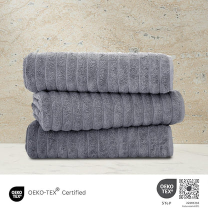 Classic Turkish Towels Cotton Bath Sheets Set & Oversized Ribbed Towels, Ultra-Soft & Absorbent & Set of 3 - 40x65