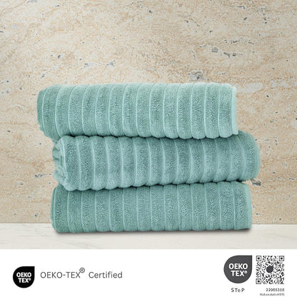 Classic Turkish Towels Cotton Bath Sheets Set & Oversized Ribbed Towels, Ultra-Soft & Absorbent & Set of 3 - 40x65