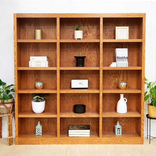 Concepts in Wood Triple Wide Wood Bookcase, 15 Shelf, 72 inch Tall