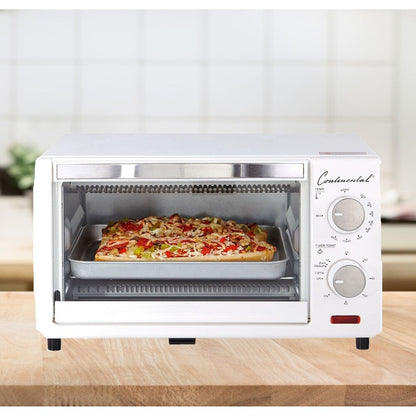 Continental Electric Toaster Oven, 60 Minute Timer, White