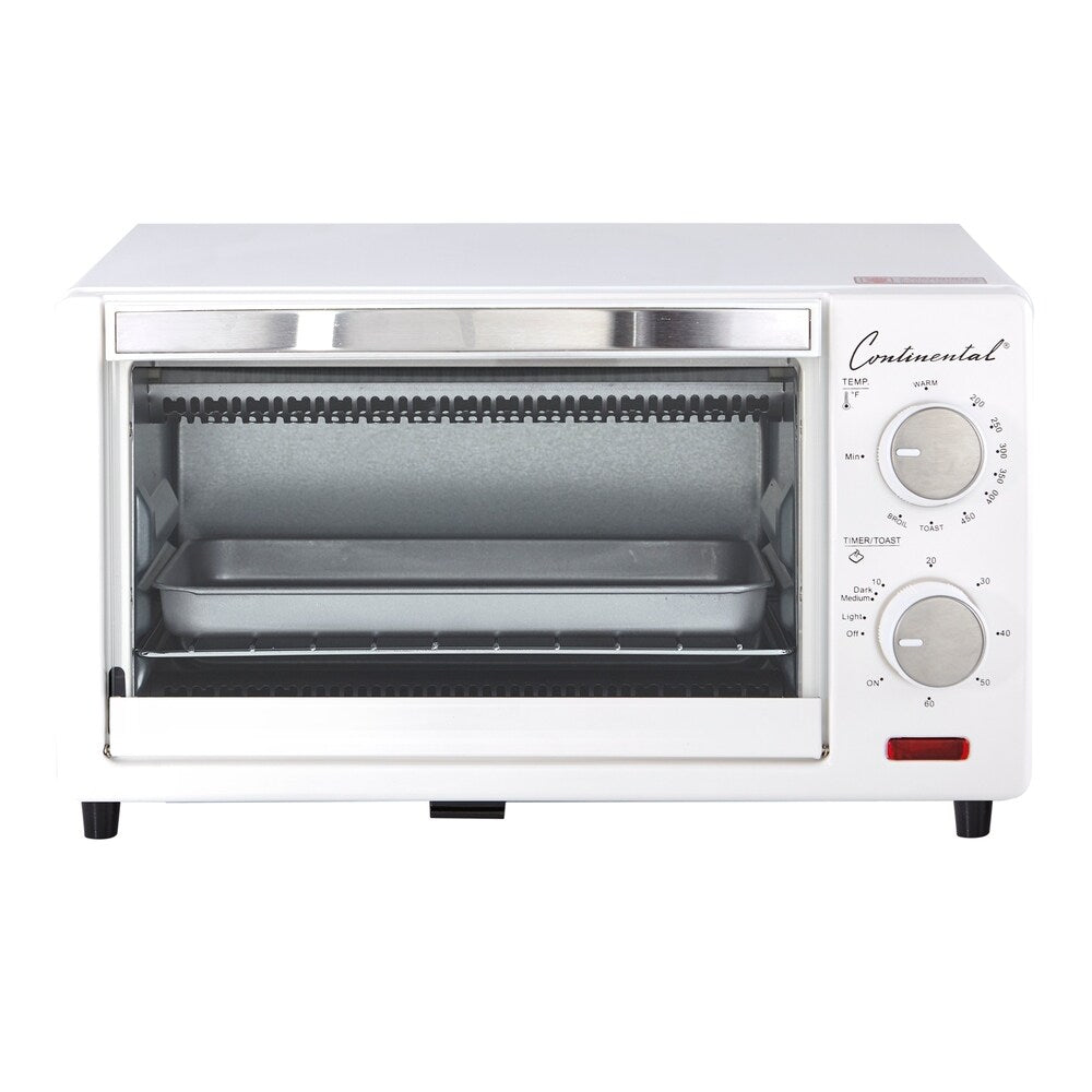 Continental Electric Toaster Oven, 60 Minute Timer, White