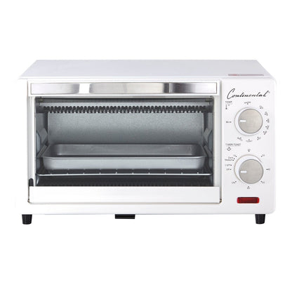 Continental Electric Toaster Oven, 60 Minute Timer, White