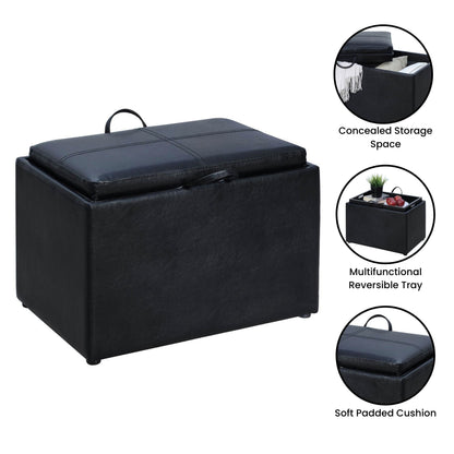 Convenience Concepts Designs4Comfort Accent Storage Ottoman with Reversible Tray