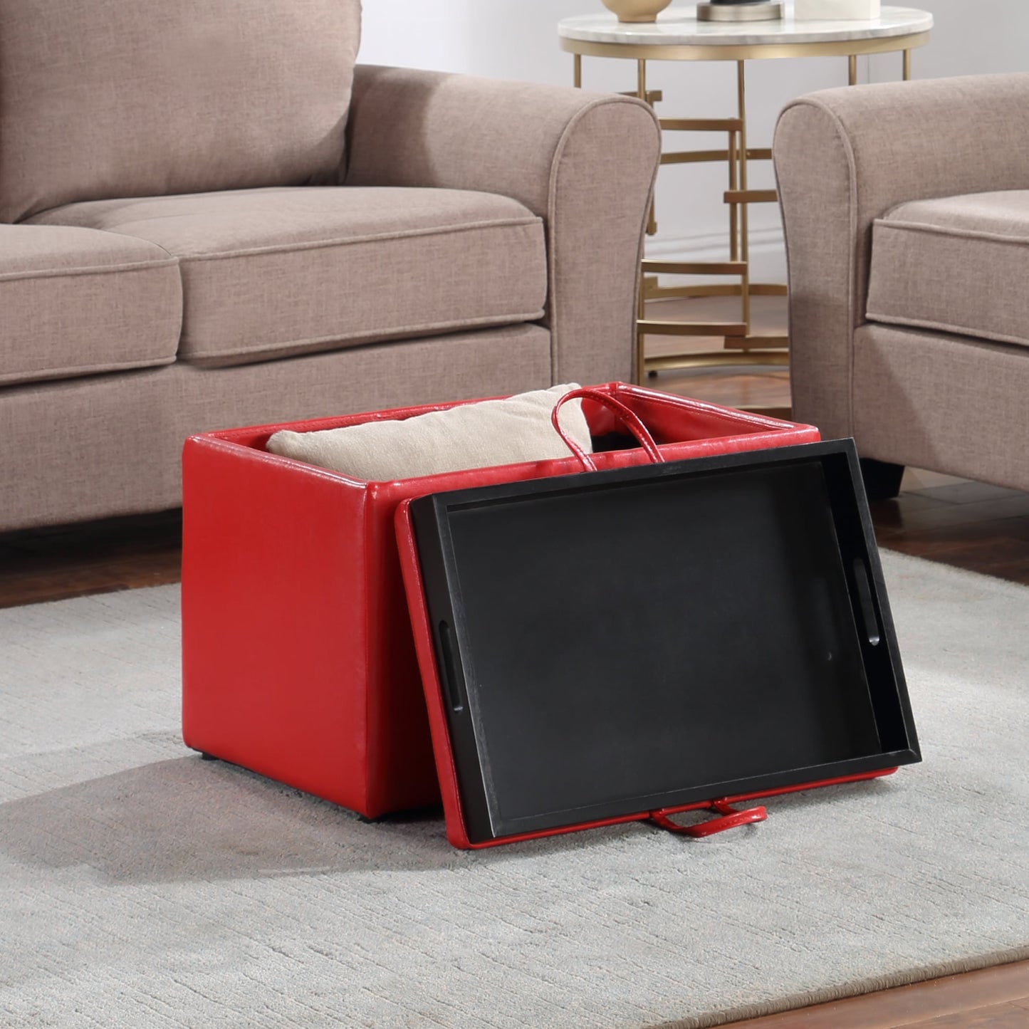 Convenience Concepts Designs4Comfort Accent Storage Ottoman with Reversible Tray