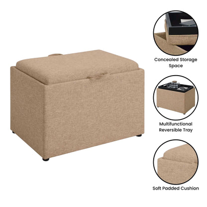 Convenience Concepts Designs4Comfort Accent Storage Ottoman with Reversible Tray