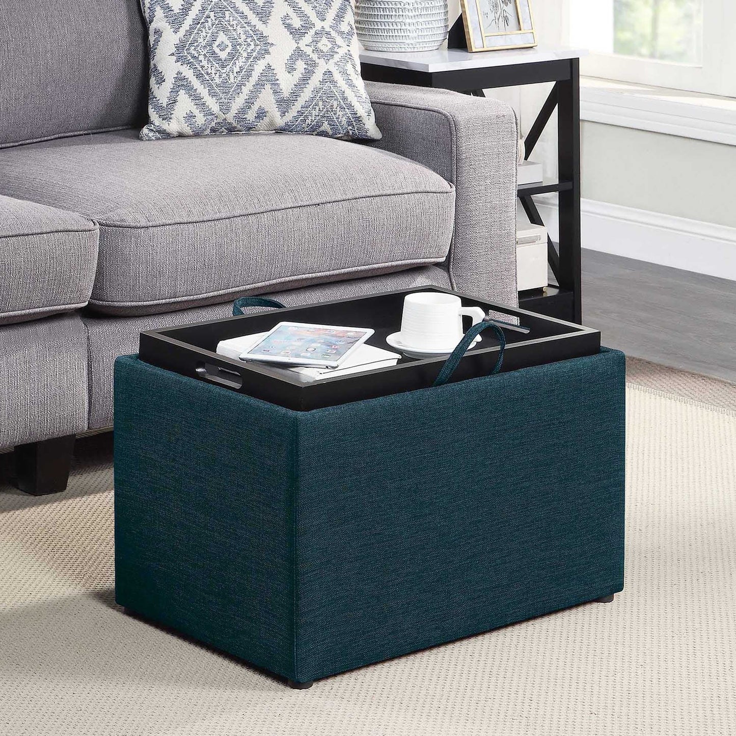 Convenience Concepts Designs4Comfort Accent Storage Ottoman with Reversible Tray