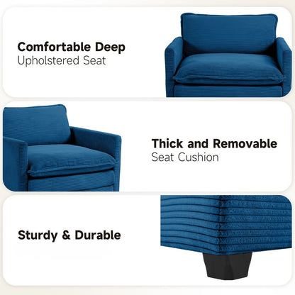 Canapé sectionnel en velours côtelé avec poufs amovibles et coussins ultra-doux pour salon et chambre