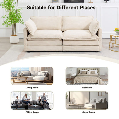 Canapé sectionnel en velours côtelé avec poufs amovibles et coussins ultra-doux pour salon et chambre