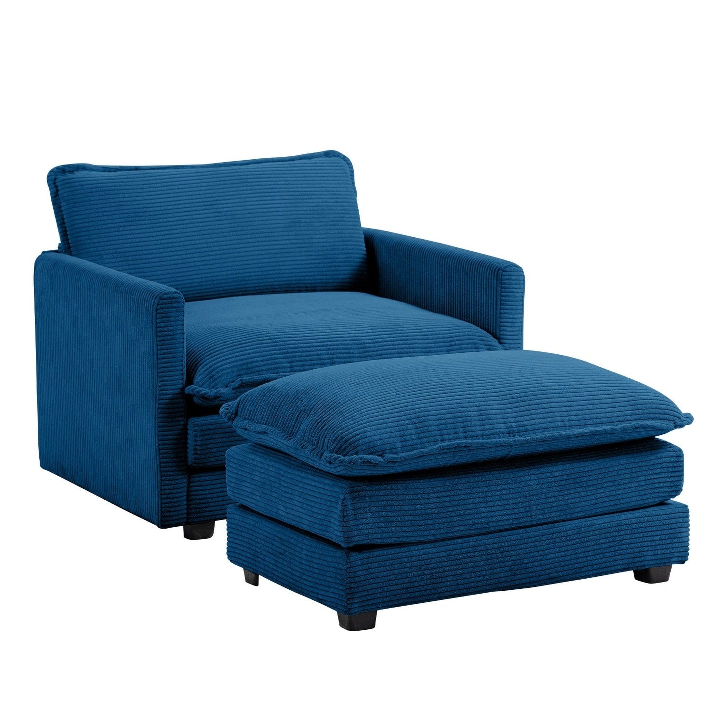 Canapé sectionnel en velours côtelé avec poufs amovibles et coussins ultra-doux pour salon et chambre
