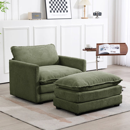 Canapé sectionnel en velours côtelé avec poufs amovibles et coussins ultra-doux pour salon et chambre