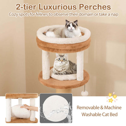 Costway 65 Tall Cat Tree for Indoor with Self-groomer Padded Perch - See Details