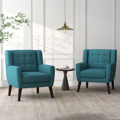 Cotton/ Linen Look Fabric Modern Accent Chair Armchair