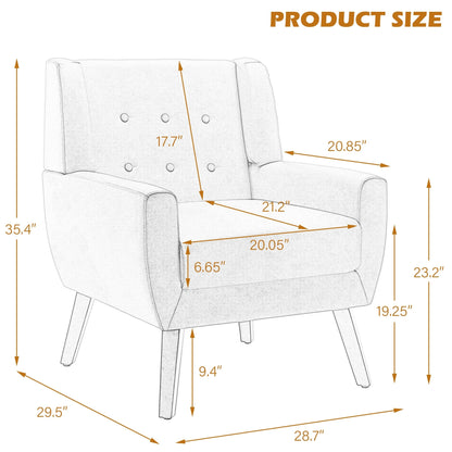 Cotton/ Linen Look Fabric Modern Accent Chair Armchair