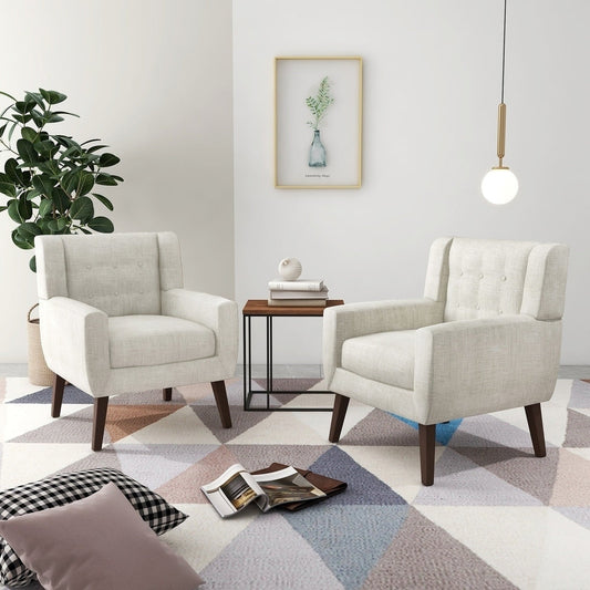 Cotton/ Linen Look Fabric Modern Accent Chair Armchair