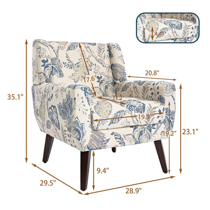 Cotton/ Linen Look Fabric Modern Accent Chair Armchair