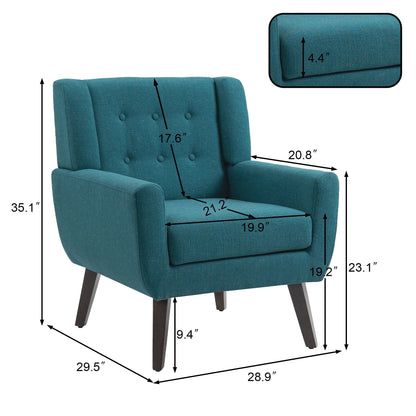 Cotton/ Linen Look Fabric Modern Accent Chair Armchair